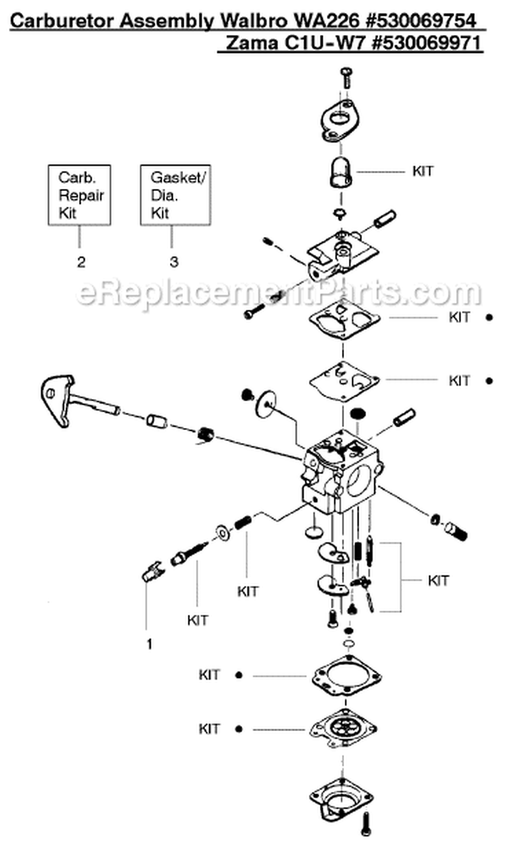 Page A Diagram and Parts List for XT600 Type 3 Weed Eater Trimmer